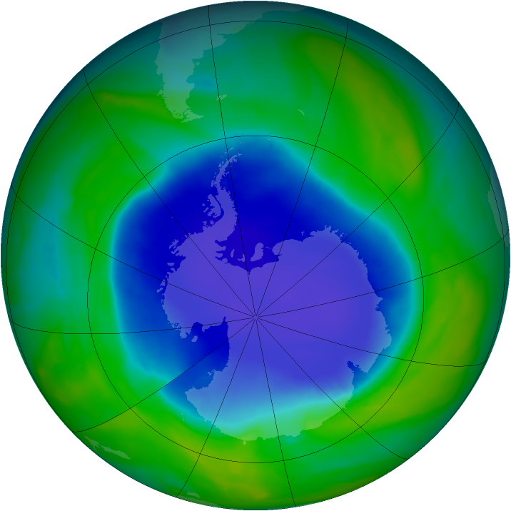 Antarctic ozone map for 20 November 2008
